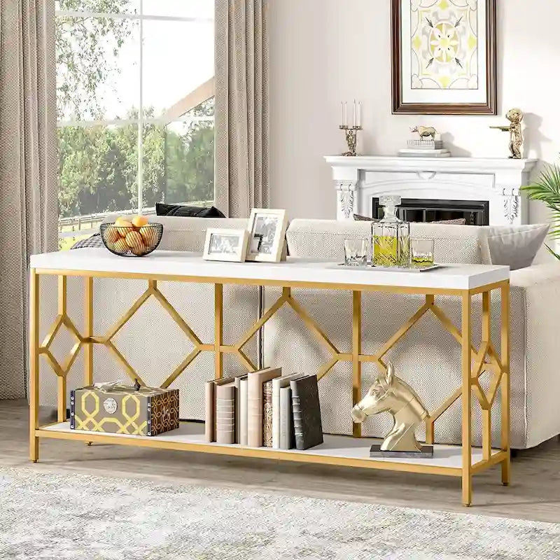 70.9 Inch Sofa Console Table with Open Storage Shelf