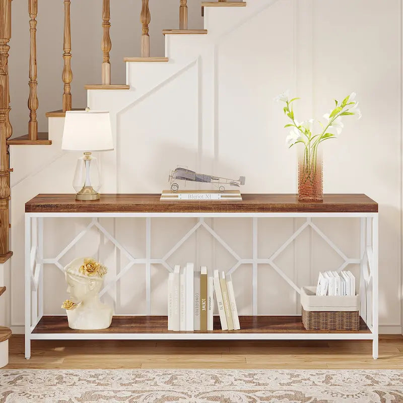70.9 Inch Sofa Console Table with Open Storage Shelf