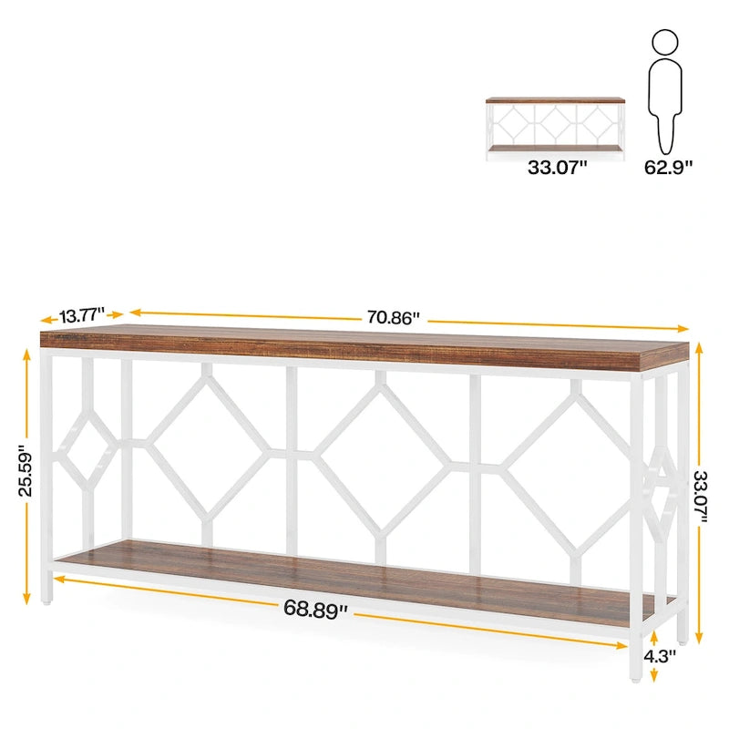 70.9 Inch Sofa Console Table with Open Storage Shelf