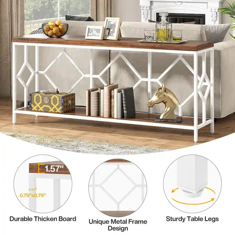 70.9 Inch Sofa Console Table with Open Storage Shelf