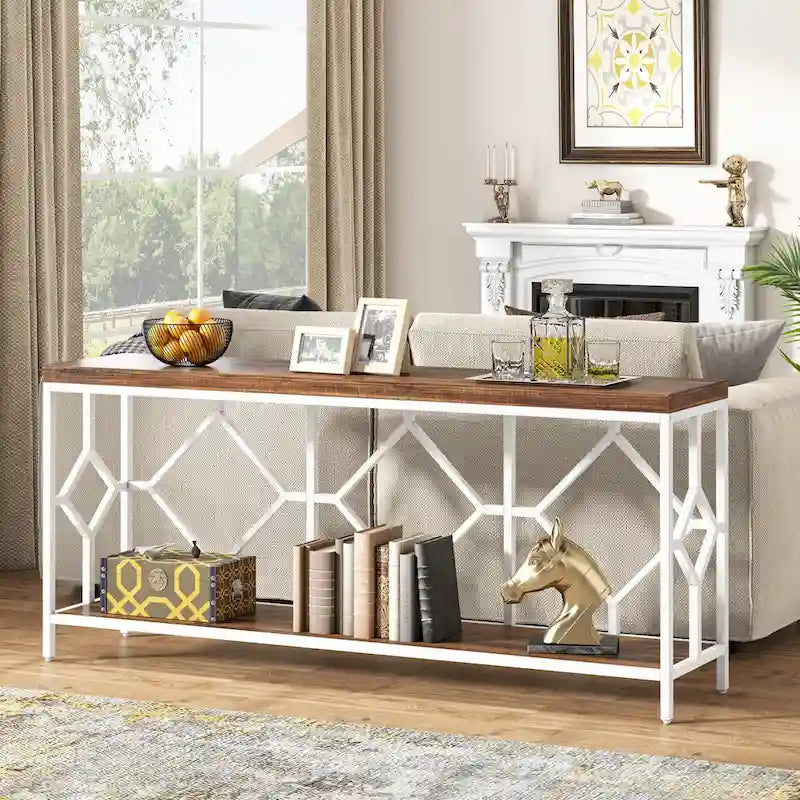 70.9 Inch Sofa Console Table with Open Storage Shelf