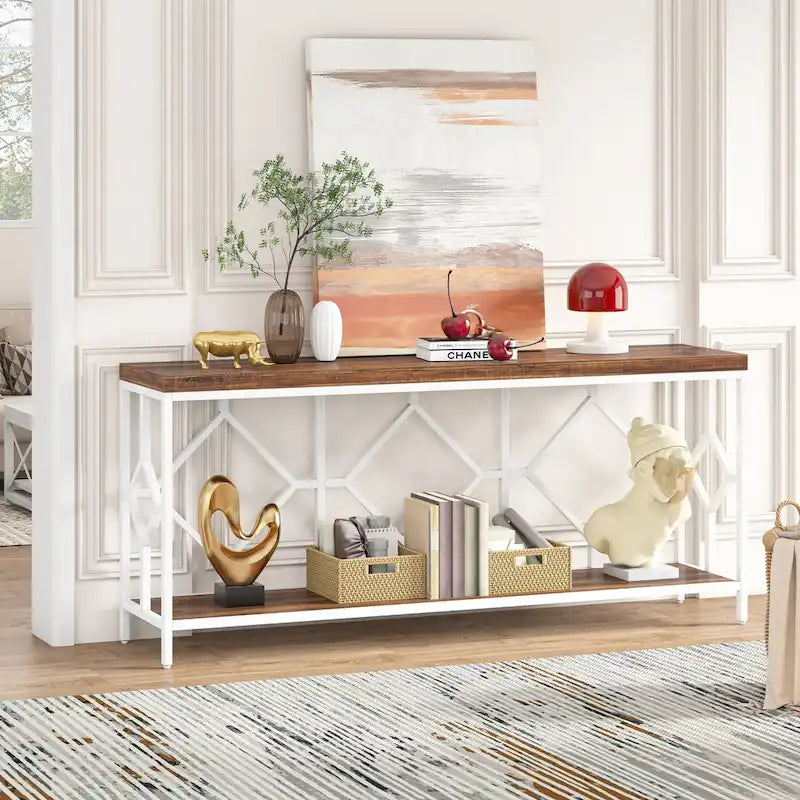 70.9 Inch Sofa Console Table with Open Storage Shelf