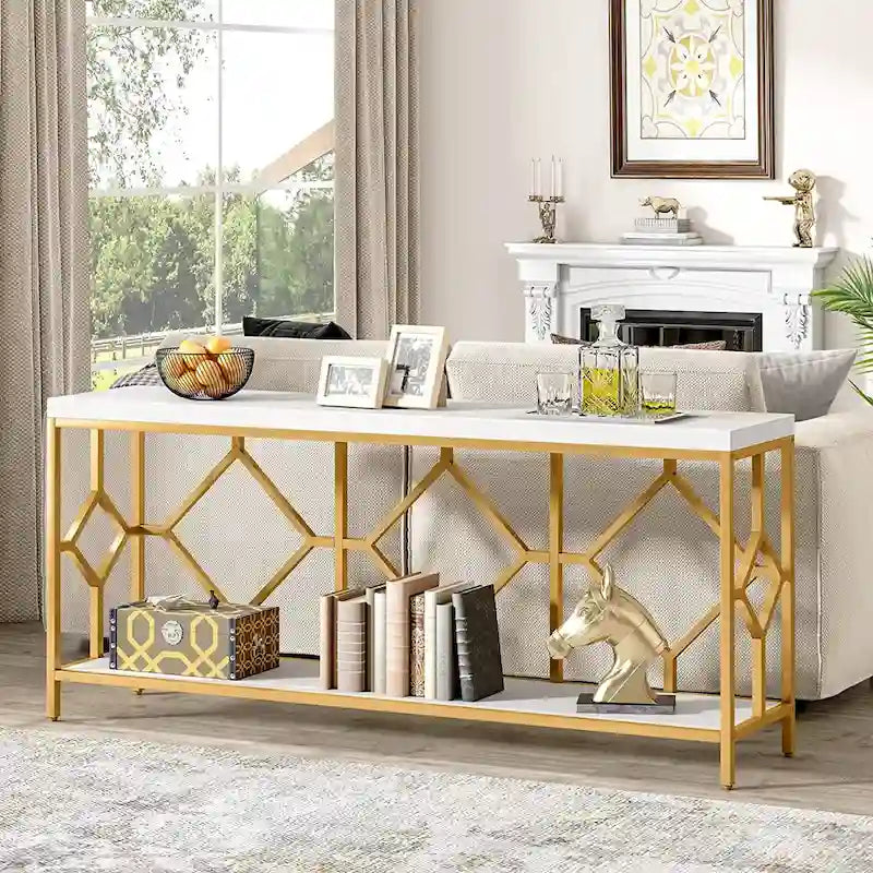 70.9 Inch Sofa Console Table with Open Storage Shelf