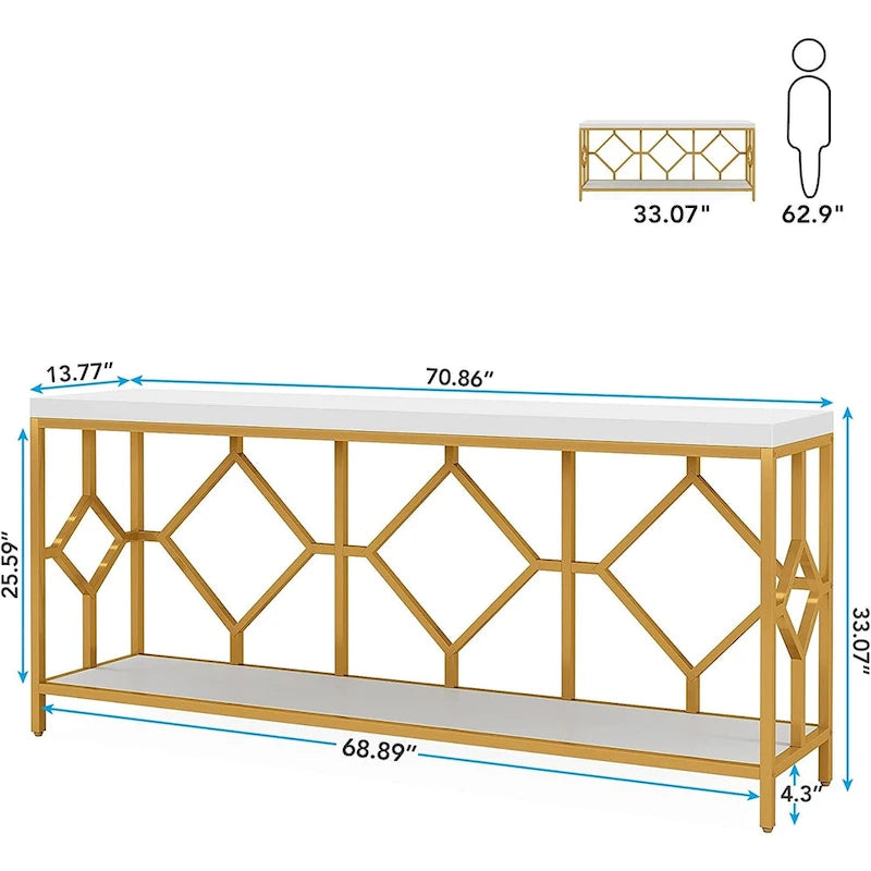 70.9 Inch Sofa Console Table with Open Storage Shelf
