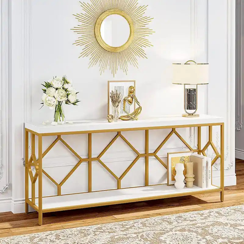 70.9 Inch Sofa Console Table with Open Storage Shelf