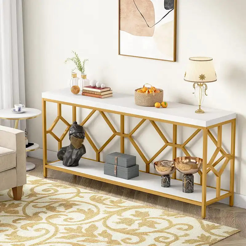 70.9 Inch Sofa Console Table with Open Storage Shelf
