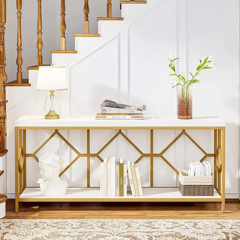 70.9 Inch Sofa Console Table with Open Storage Shelf