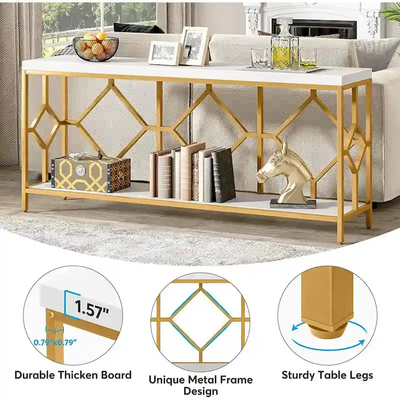 70.9 Inch Sofa Console Table with Open Storage Shelf