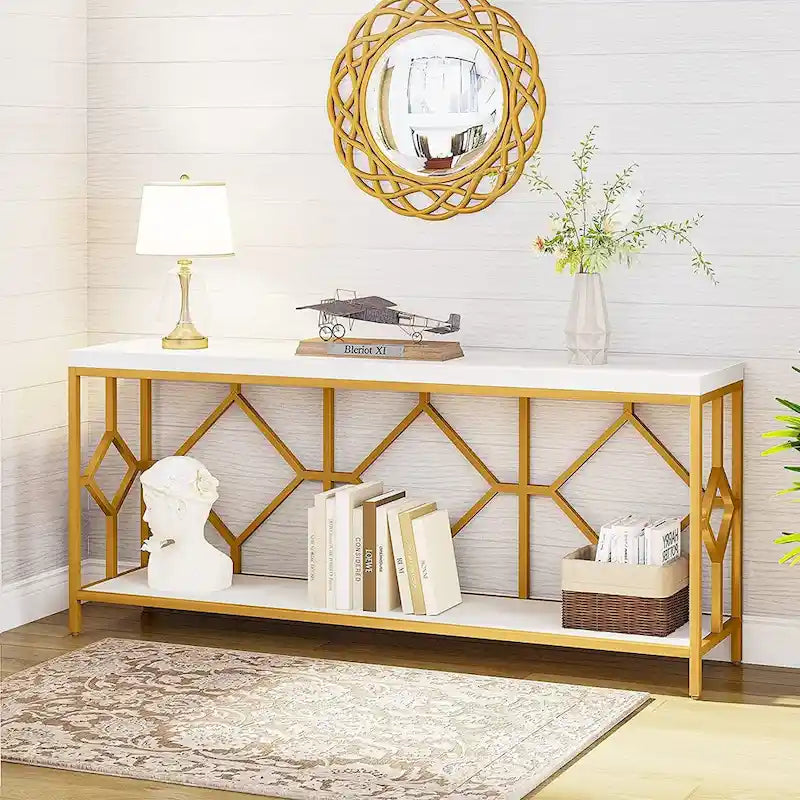 70.9 Inch Sofa Console Table with Open Storage Shelf