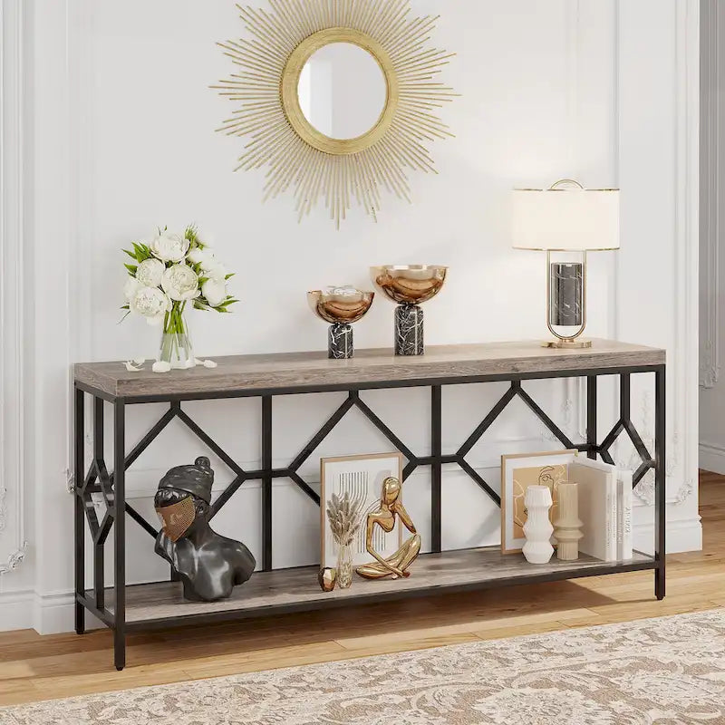 70.9 Inch Sofa Console Table with Open Storage Shelf