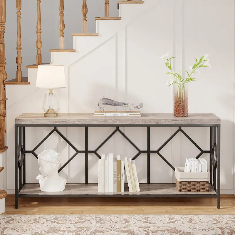 70.9 Inch Sofa Console Table with Open Storage Shelf