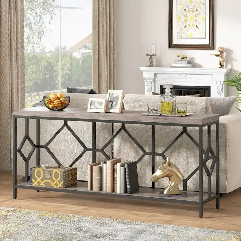 70.9 Inch Sofa Console Table with Open Storage Shelf