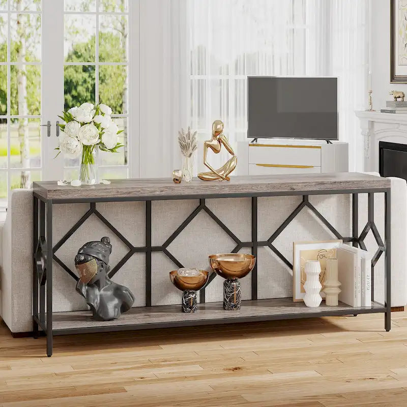 70.9 Inch Sofa Console Table with Open Storage Shelf