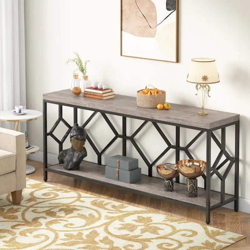 70.9 Inch Sofa Console Table with Open Storage Shelf