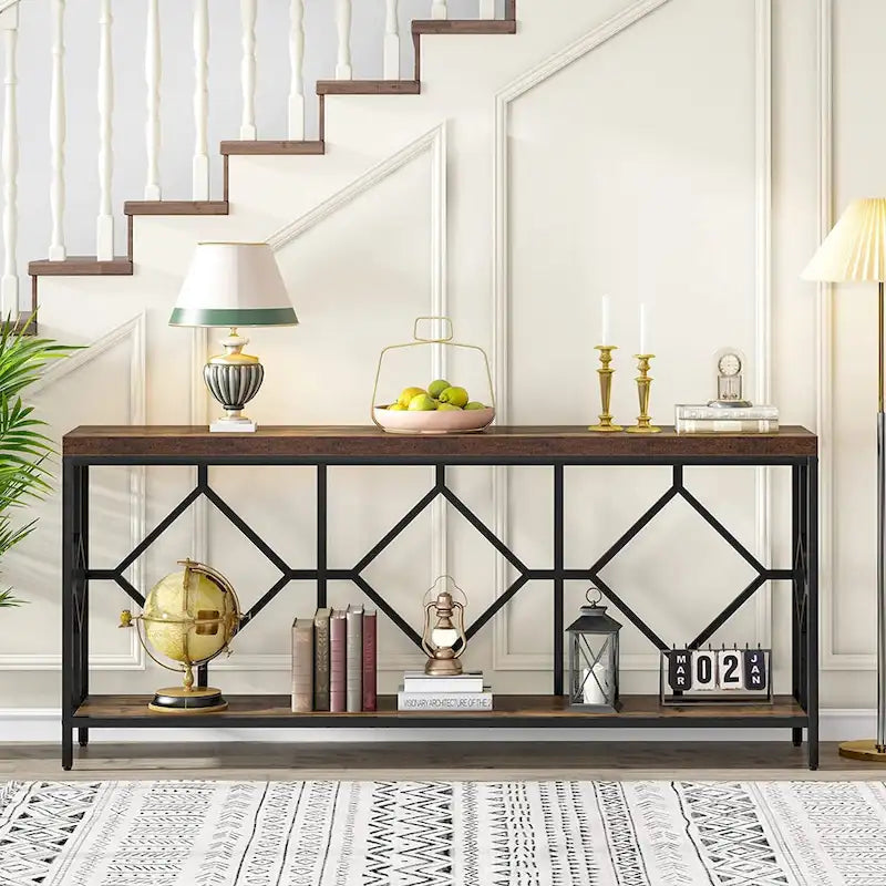 70.9 Inch Sofa Console Table with Open Storage Shelf