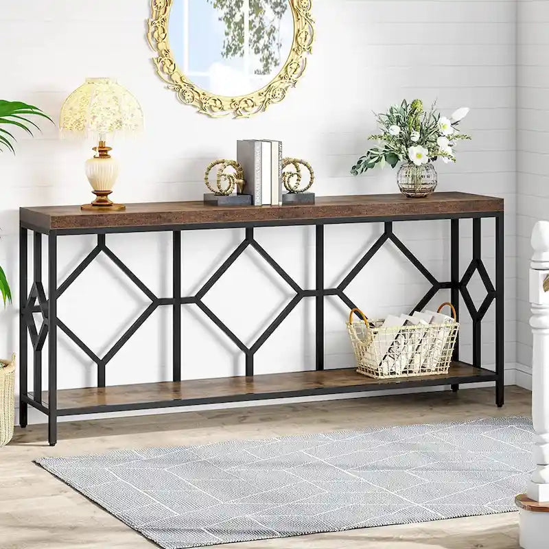 70.9 Inch Sofa Console Table with Open Storage Shelf