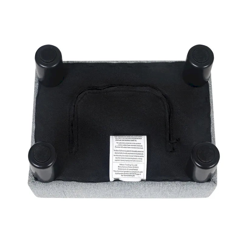 Button Tufted Linen Foot Stool - Rectangular Small Ottoman