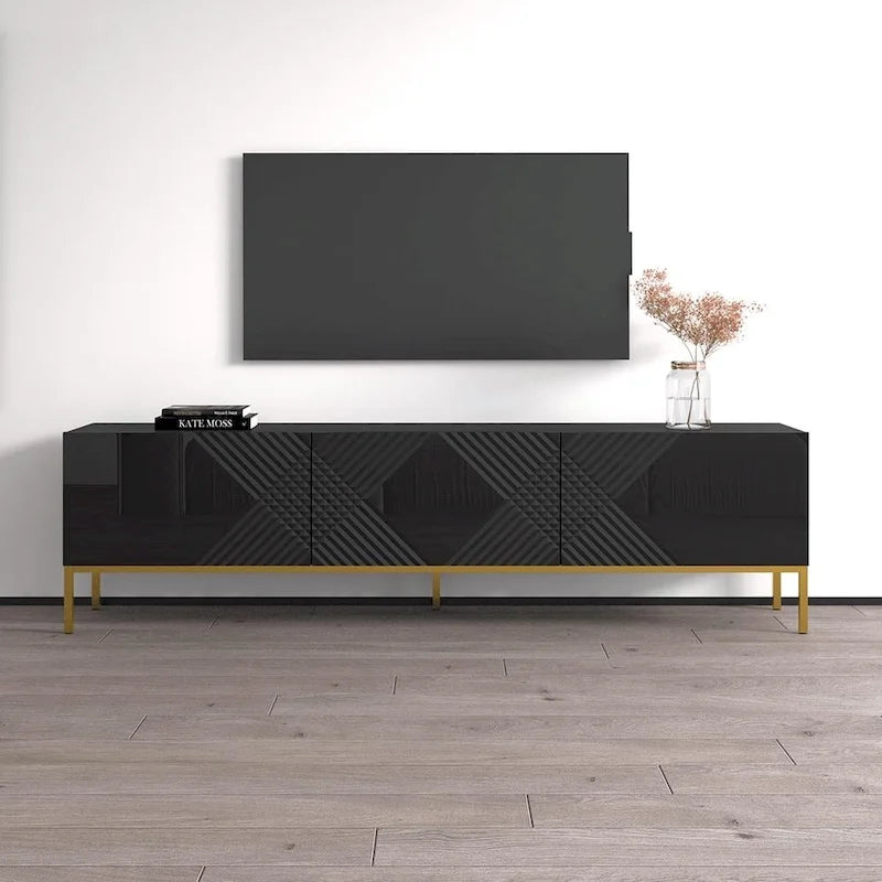75" TV Stand with High Gloss Fronts