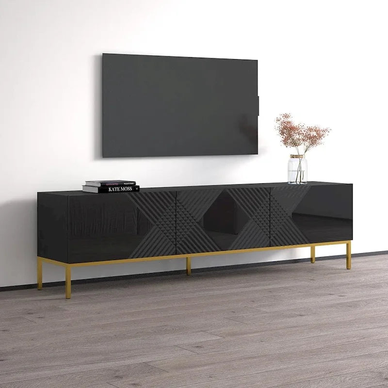 75" TV Stand with High Gloss Fronts