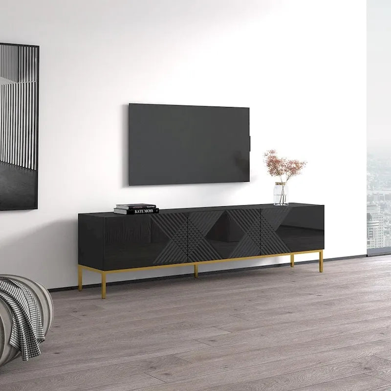 75" TV Stand with High Gloss Fronts