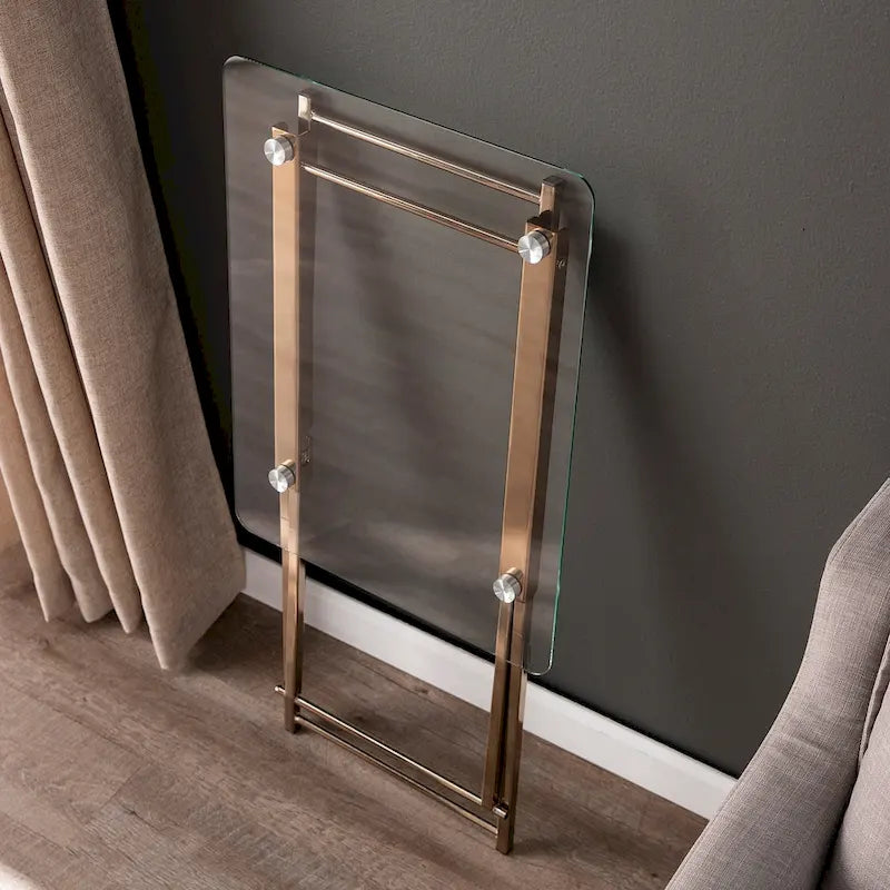 Folding Tray Table with Tempered Glass Top