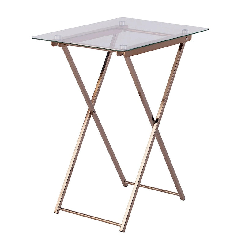 Folding Tray Table with Tempered Glass Top