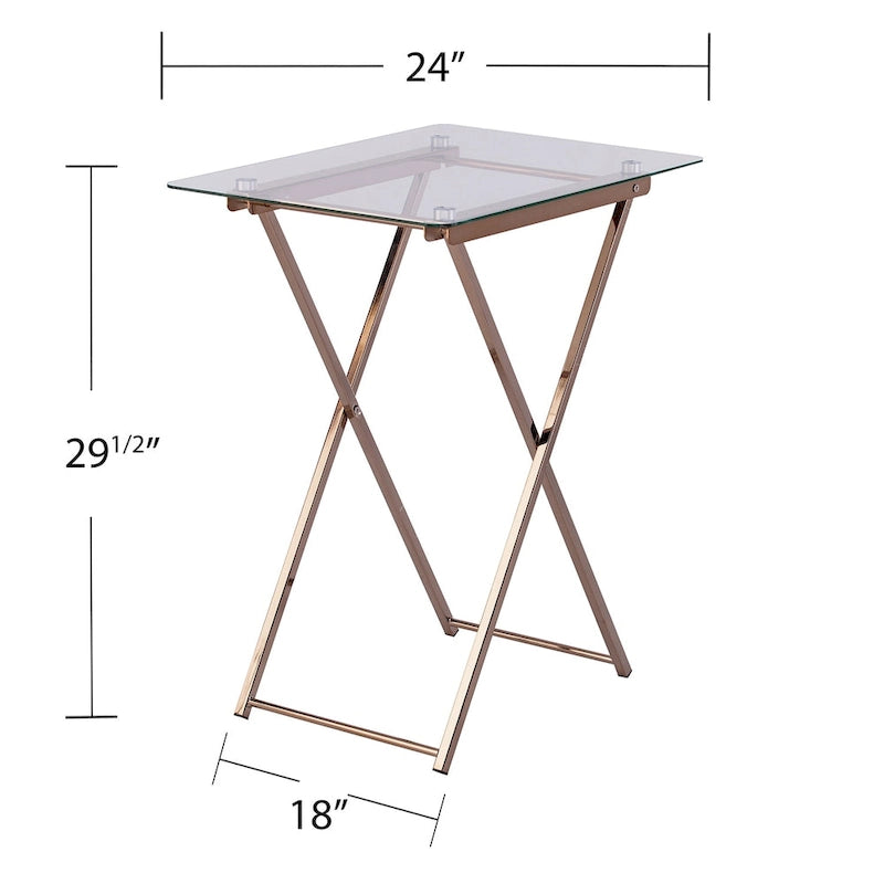 Folding Tray Table with Tempered Glass Top