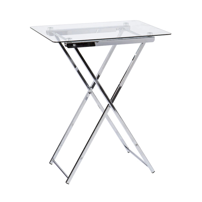 Folding Tray Table with Tempered Glass Top