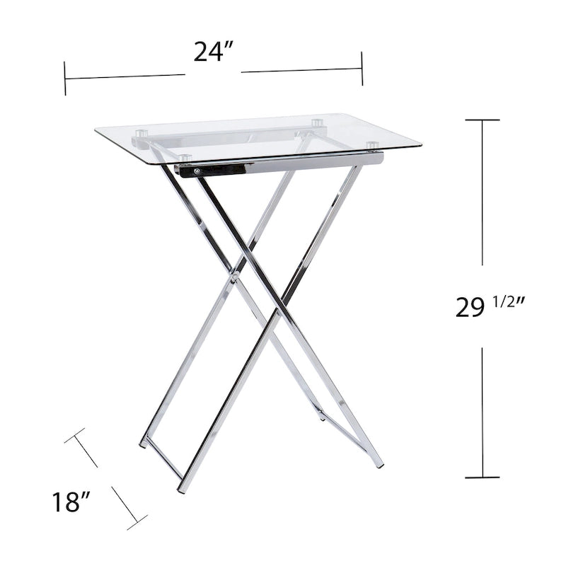 Folding Tray Table with Tempered Glass Top