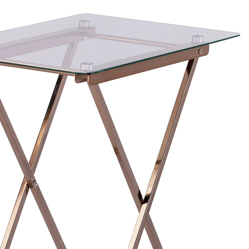 Folding Tray Table with Tempered Glass Top