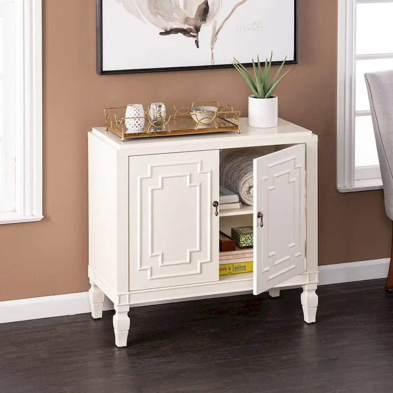 Antique White Double-Door Accent Cabinet