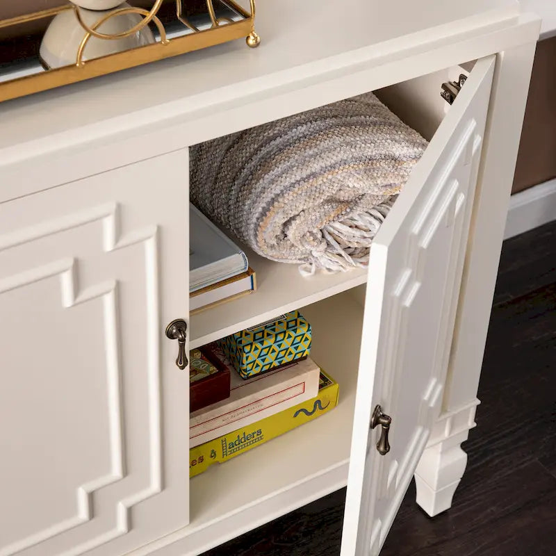 Antique White Double-Door Accent Cabinet