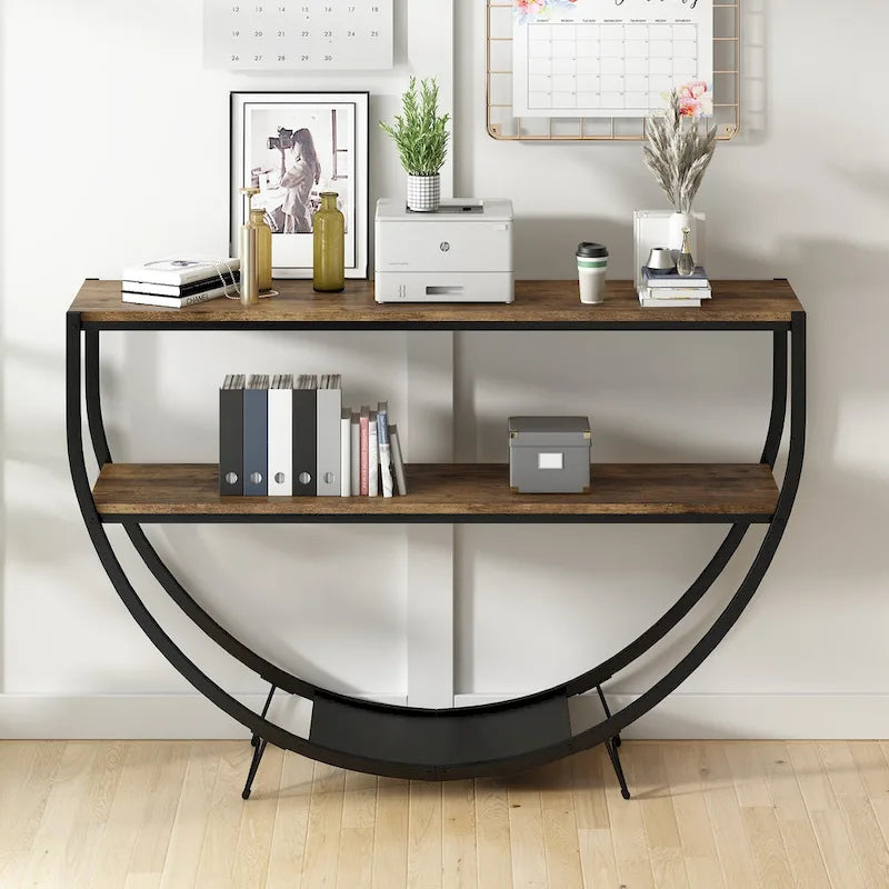 Rustic Industrial Demilune Console Table