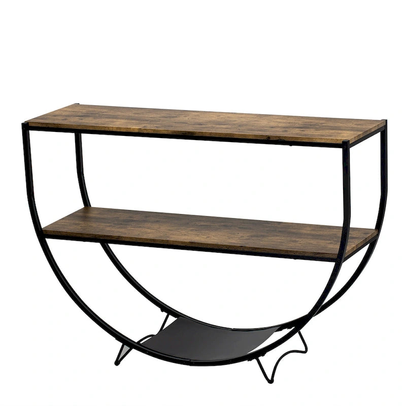 Rustic Industrial Demilune Console Table