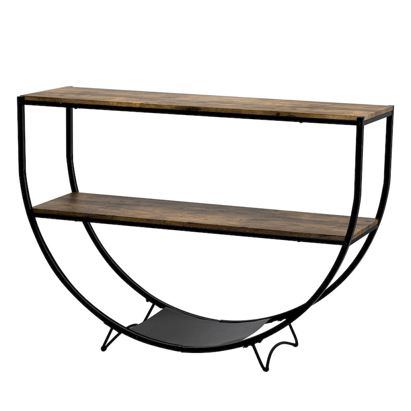 Rustic Industrial Demilune Console Table