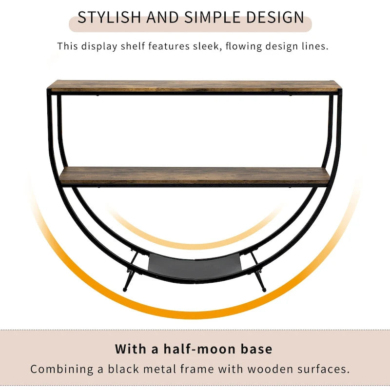Rustic Industrial Demilune Console Table