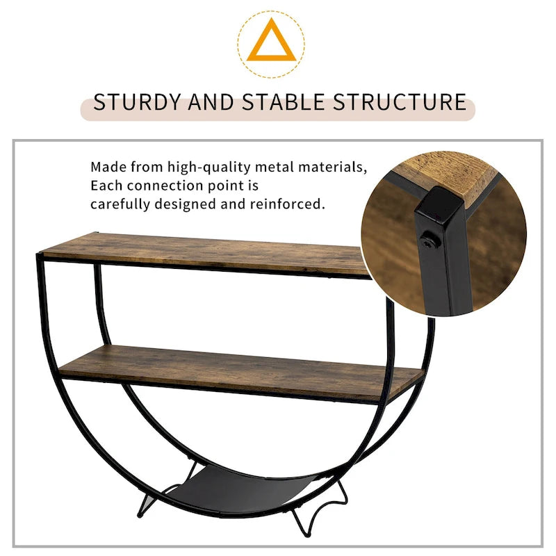 Rustic Industrial Demilune Console Table