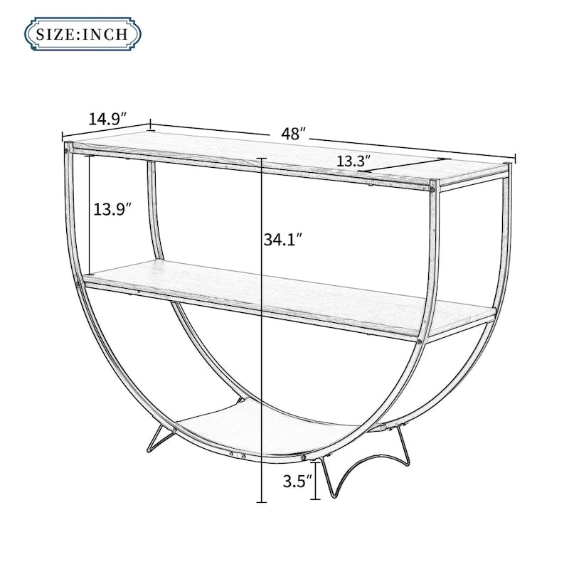 Rustic Industrial Demilune Console Table