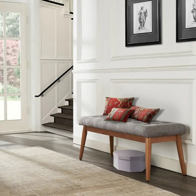 Crosley Landon Upholstered Bench In Acorn - 43.25 W x 16 D x 16.88 H