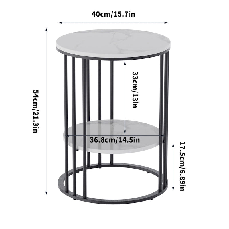 Tall Frame End Table with Sintered Stone Top & Metal Frame