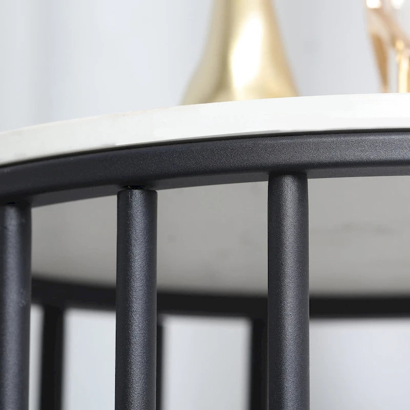 Tall Frame End Table with Sintered Stone Top & Metal Frame
