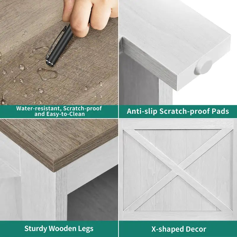 End Table with Charging Station, Side Table with Storage, 2 Power Outlets & 2 USB Ports for Living Room