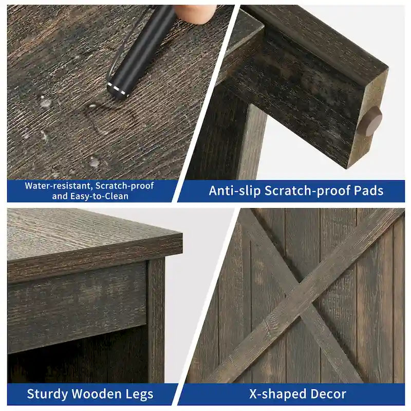 End Table with Charging Station, Side Table with Storage, 2 Power Outlets & 2 USB Ports for Living Room