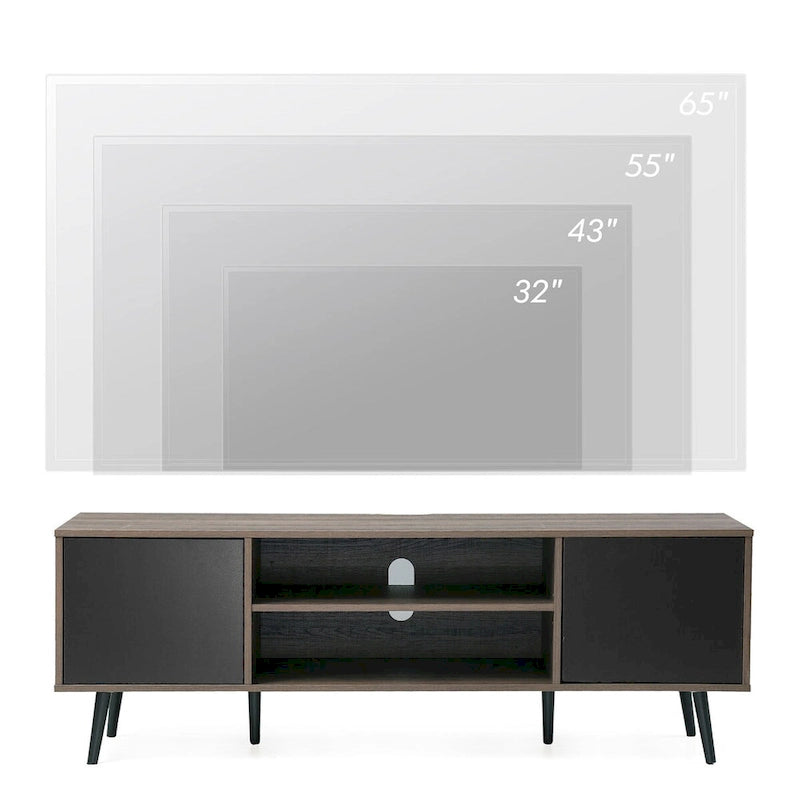 Mid Century Modern TV Stand 61.6 inch Black & Grey
