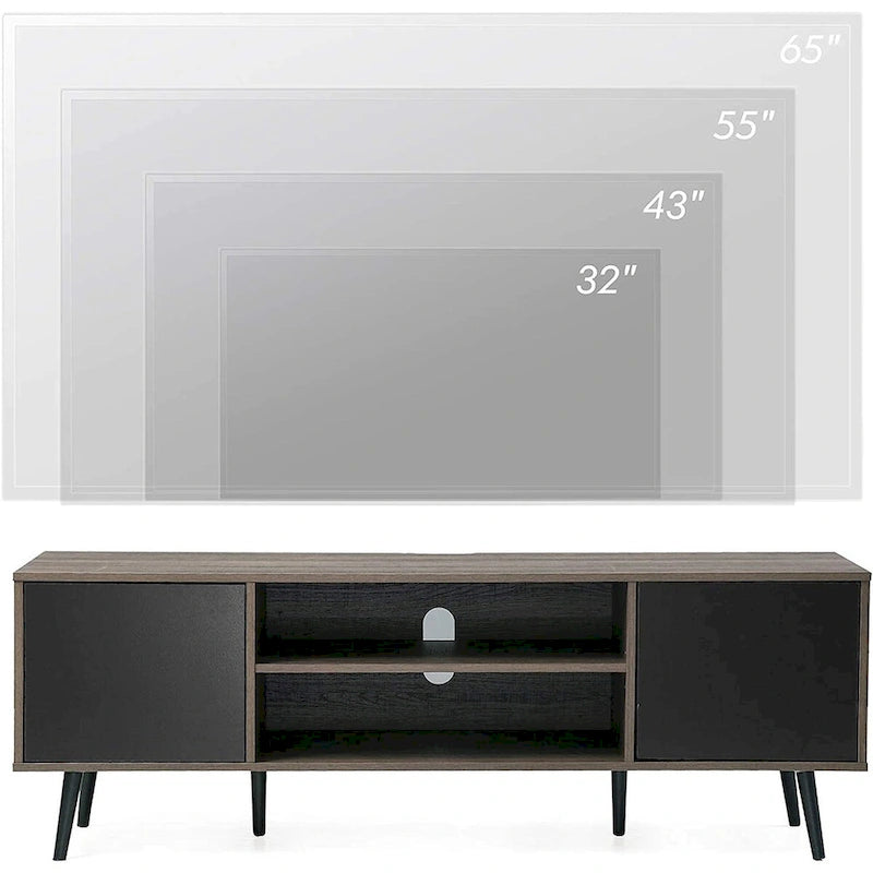 Mid Century Modern TV Stand 61.6 inch Black & Grey