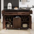 Kitchen Island with Trash Can & Drop Leaf