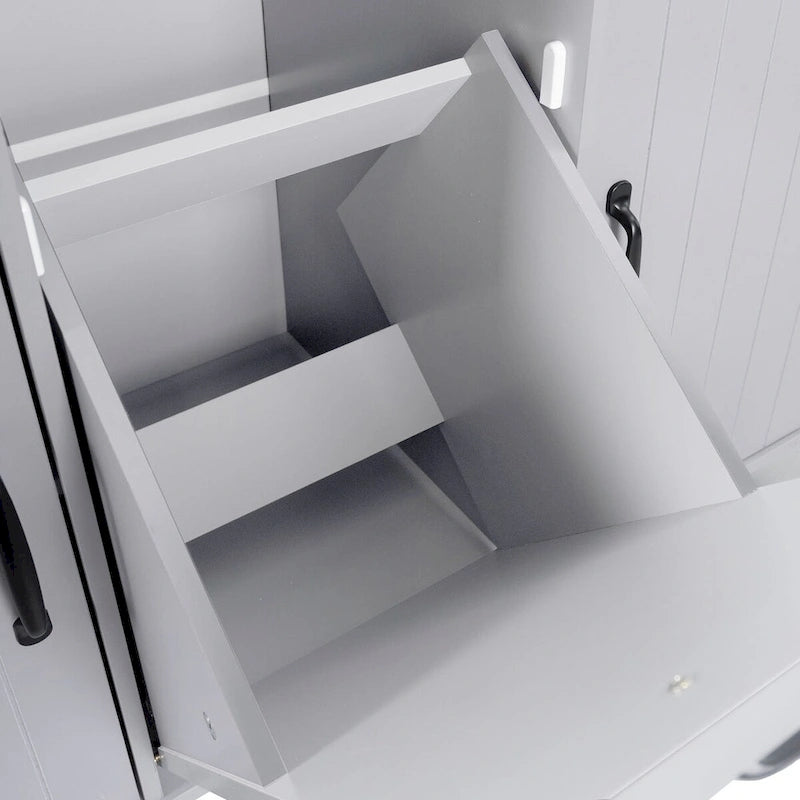 Kitchen Island with Trash Can & Drop Leaf
