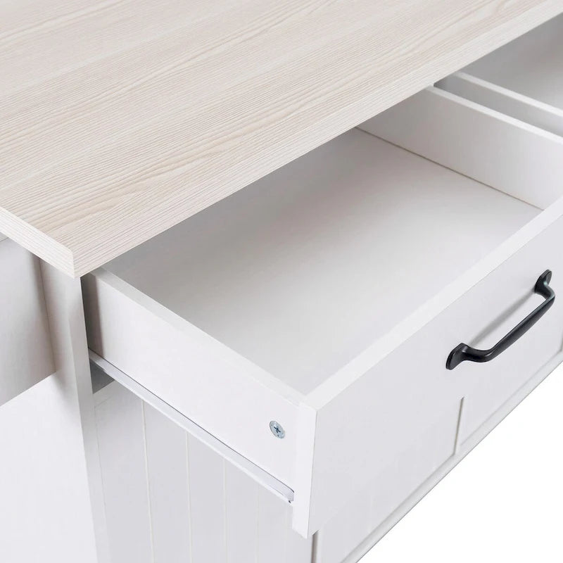 Kitchen Island with Trash Can & Drop Leaf