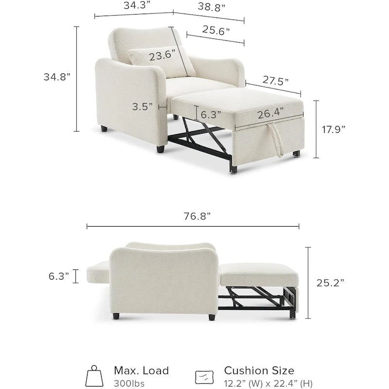 4-in-1 Convertible Sleeper Chair Bed