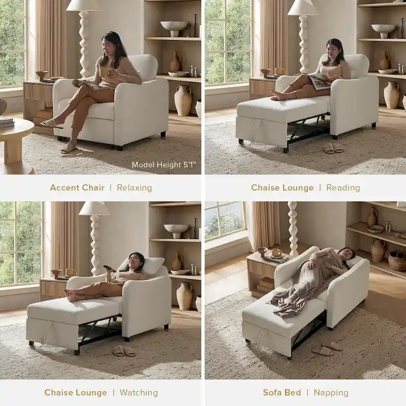 4-in-1 Convertible Sleeper Chair Bed
